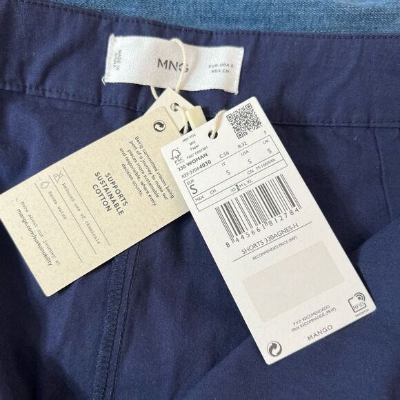 Mango NWT navy high waisted cotton shorts size small - Picture 7 of 10
